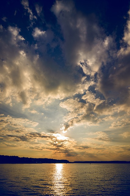 lake, sky, reflection